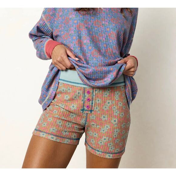 NATURAL LIFE Pants - Natural Life NEW Waffle Knit Pajama Floral Shorts Medium Boho Loungewear
